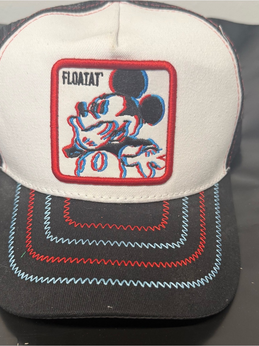 Kids Black & White Embroidered Character Baseball Cap